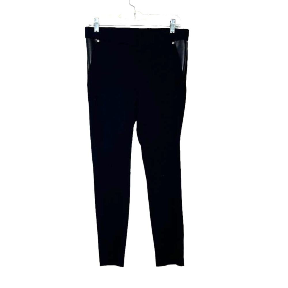 Rafaella black faux leather detail pull on pants size 8